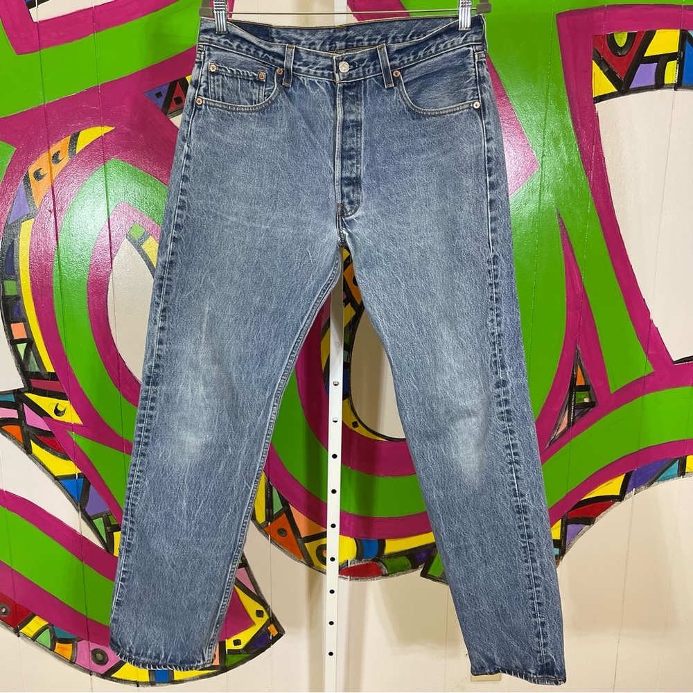 Levi's 501xx, 5 Button Fly, 35x36. Good used condition. Hole in the crotch.